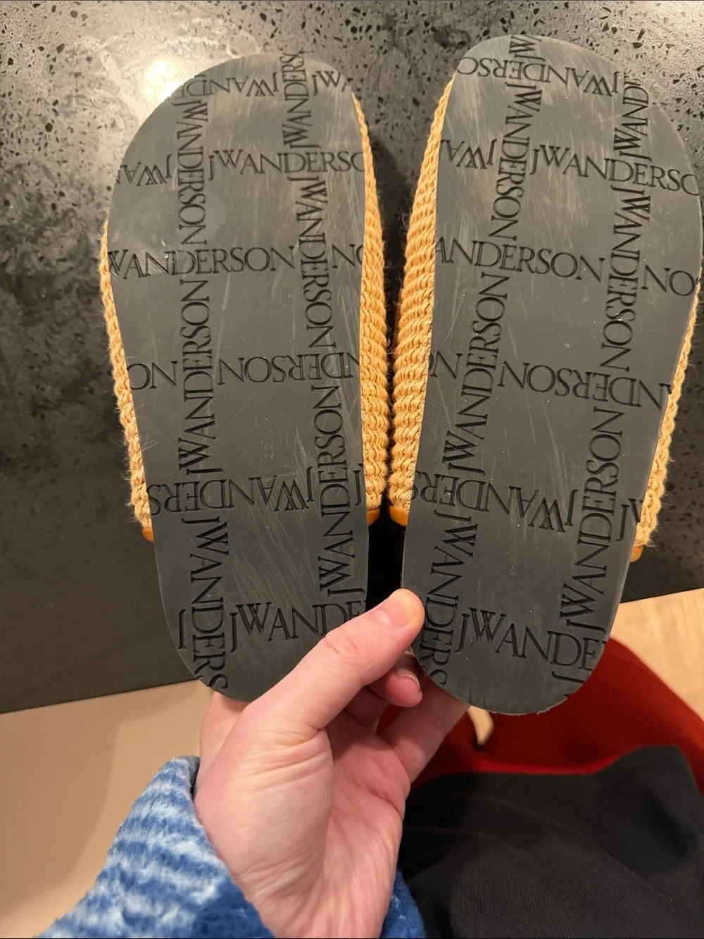 Men's JW Anderson Woven Slip-On Mules in Tan